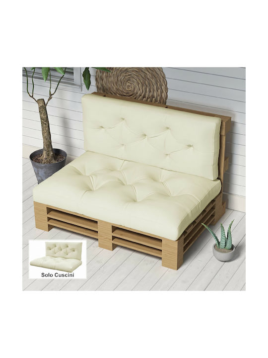 Outsunny Pallet Bench Cushion with Backrest Cream 2 Pieces