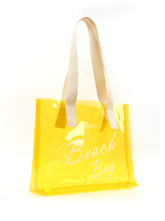 Plastic Beach Bag with Hat Yellow
