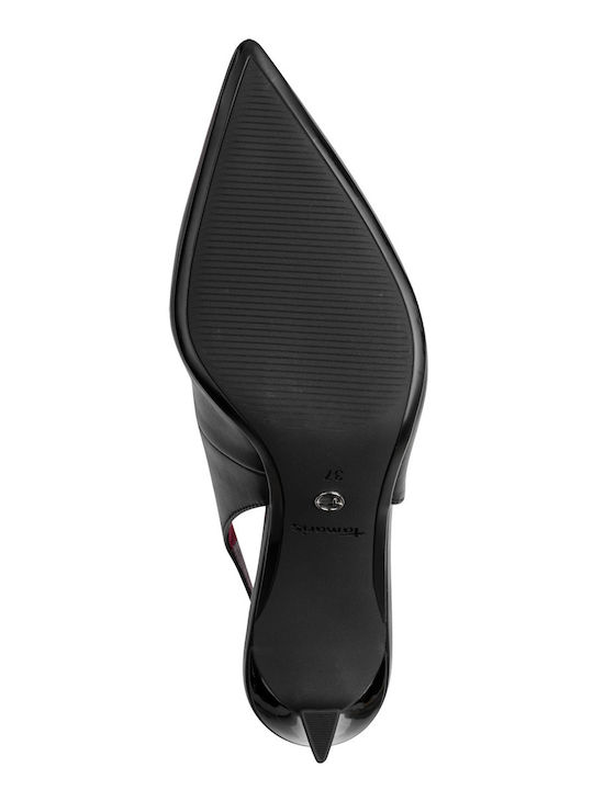 Leder Pumps mit Mittelhohem Absatz Schwarz