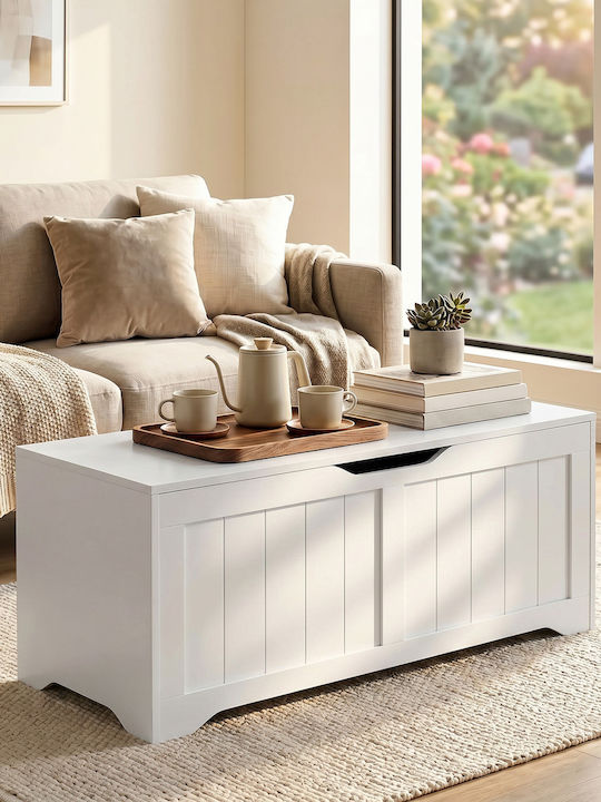 HomCom Outdoor Storage Box Wooden 136lt White L100xW40xH45cm