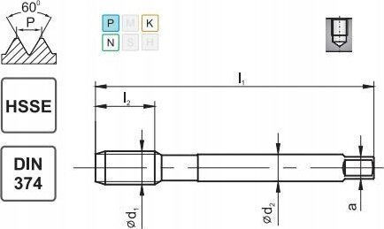 Fanar Gwintownik M24x1.5 Din-374c R40 6h Hsse 800