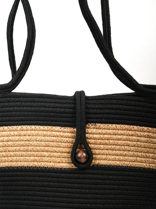 Wicker Black Beach Bag