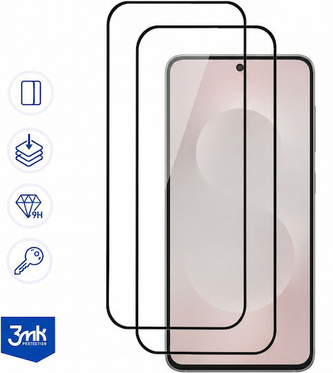 3mk 2er Pack 9h Gehärtetes Glas Galaxy S25 Edge Installationsrahmen Schwarz Transparent