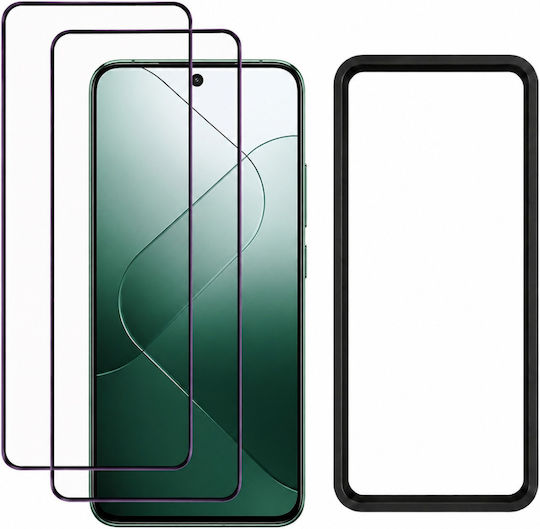 3mk 2er Pack 9h Gehärtetes Glas Xiaomi 14 Hardy Hardura Applikator Rahmen Schwarz Transparent