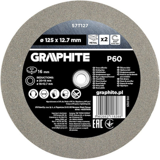 Graphite Grinding Discs 125 X 20 16 12.7 X 16 Mm P60 2 Pcs