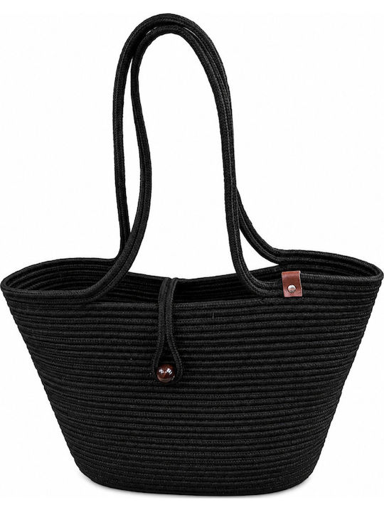 Enpapa Korbweide Strandtasche Schwarz