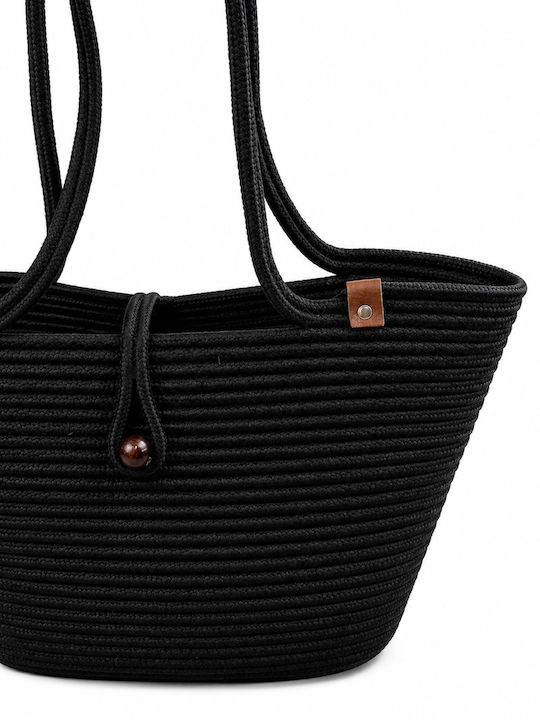 Enpapa Korbweide Strandtasche Schwarz
