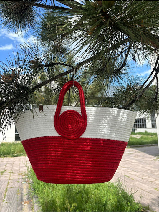 Wicker Red Beach Bag
