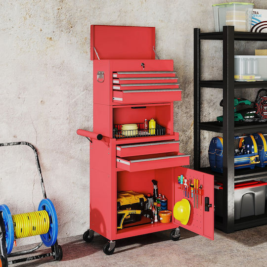 HomCom Räder Metallischer Werkzeugkoffer