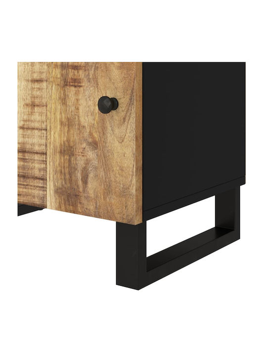 Wooden Bedside Table with Metal Legs Beige 50x33x60cm