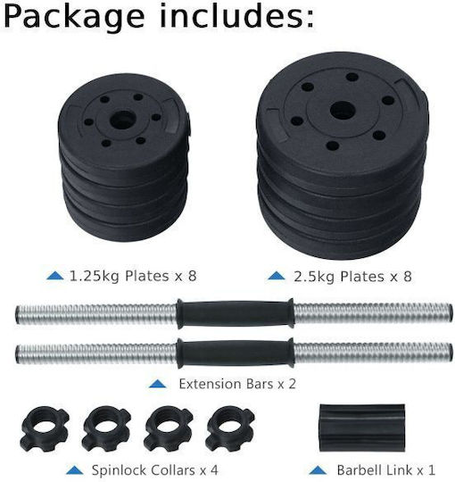 Costway Set de gantere cu bară Greutate totală 30kg Reglabile