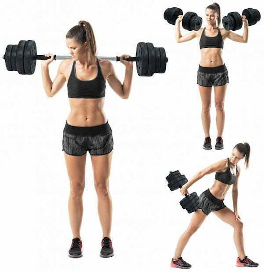 Costway Set de gantere cu bară Greutate totală 30kg Reglabile