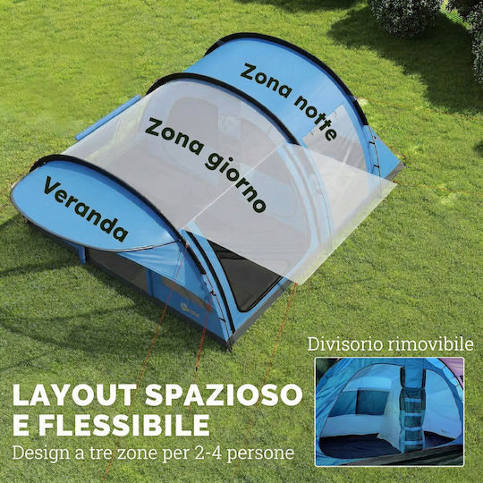 Outsunny Camping Tent Tunnel Grey 4 Seasons For 4 People 565x370x200cm