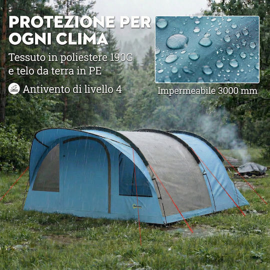 Outsunny Camping Tent Tunnel Grey 4 Seasons For 4 People 565x370x200cm
