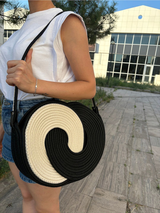 Плетена Черна Плажна Чанта Плетена Черна Плажна Чанта