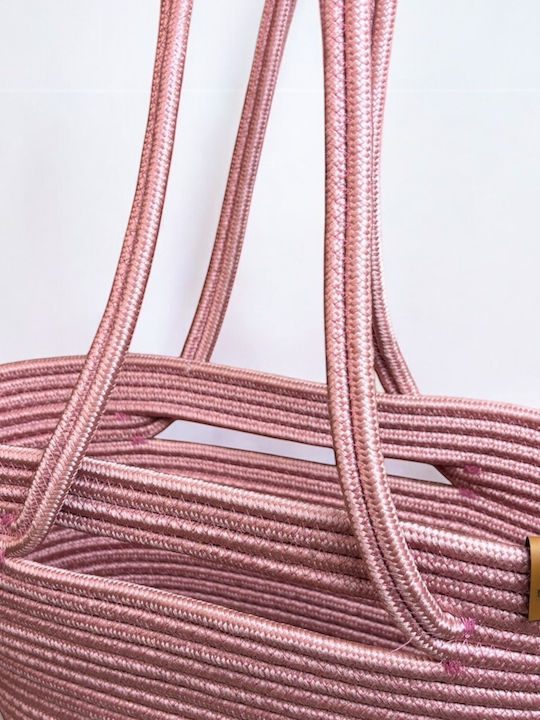 Wicker Beach Bag Pink