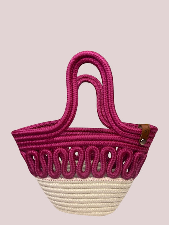 Wicker Beach Bag Fuchsia