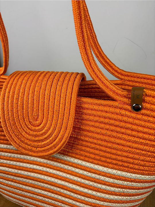 Wicker Orange Beach Bag
