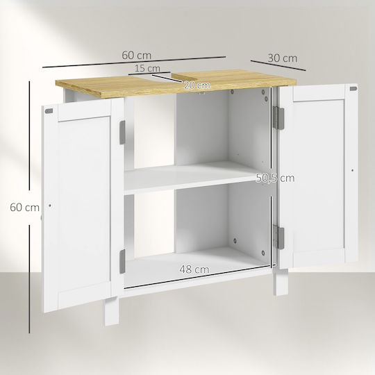 Kleankin Πάγκος χωρίς Νιπτήρα Μ60xΒ30xΥ60cm Λευκό