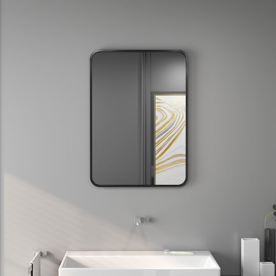 HomCom Oglindă De Baie Rectangulară Din Metal 50x70cm Neagră