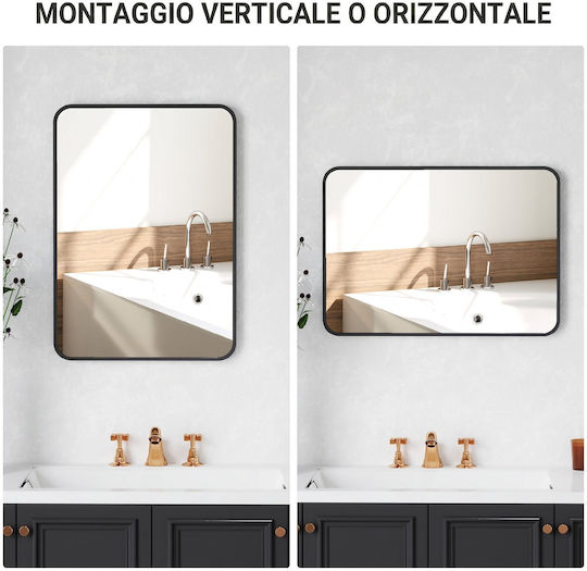 HomCom Oglindă De Baie Rectangulară Din Metal 50x70cm Neagră