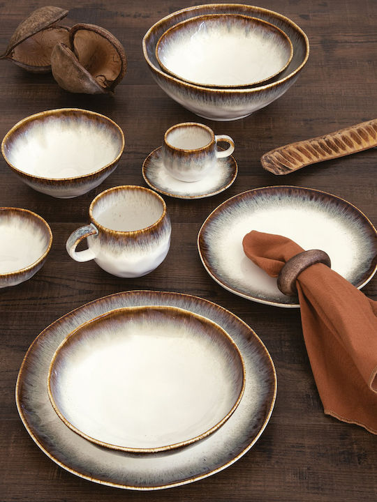 Easylife Shallow Porcelain Brown Plate Diameter 21cm
