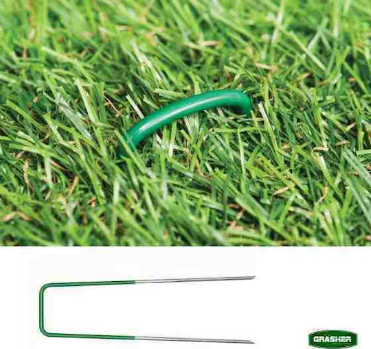 Grasher Metal Fixing Clips Half Green Ground Cover Synthetic Turf 10 Pieces 104212