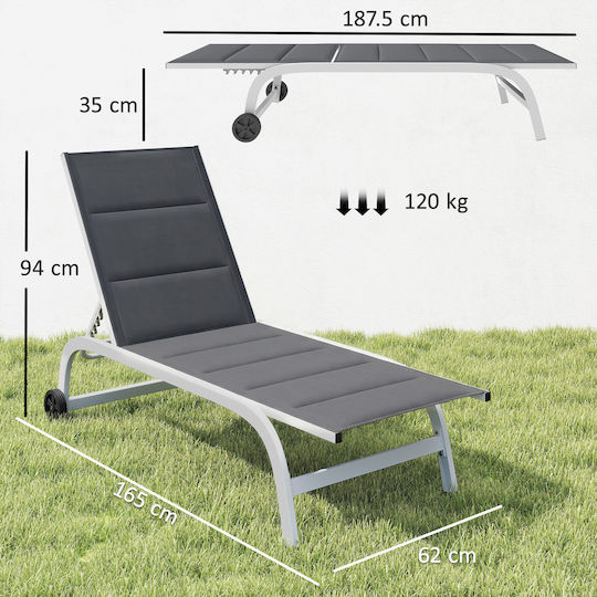 Outsunny Beach Lounger Armchair Aluminium Grey 57x57cm
