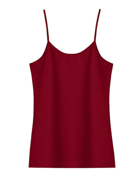 Sleeveless Cotton Burgundy Women's T-Shirt