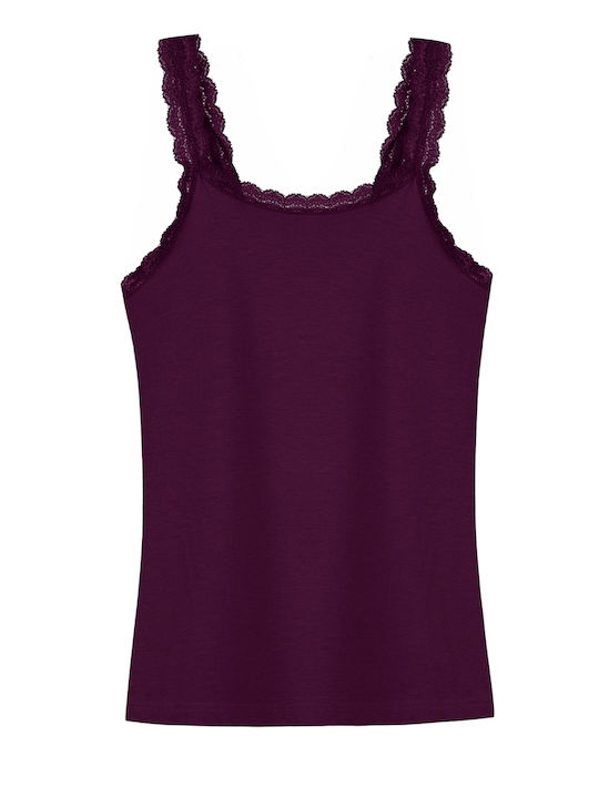 Sleeveless Cotton Purple Women's Undershirt