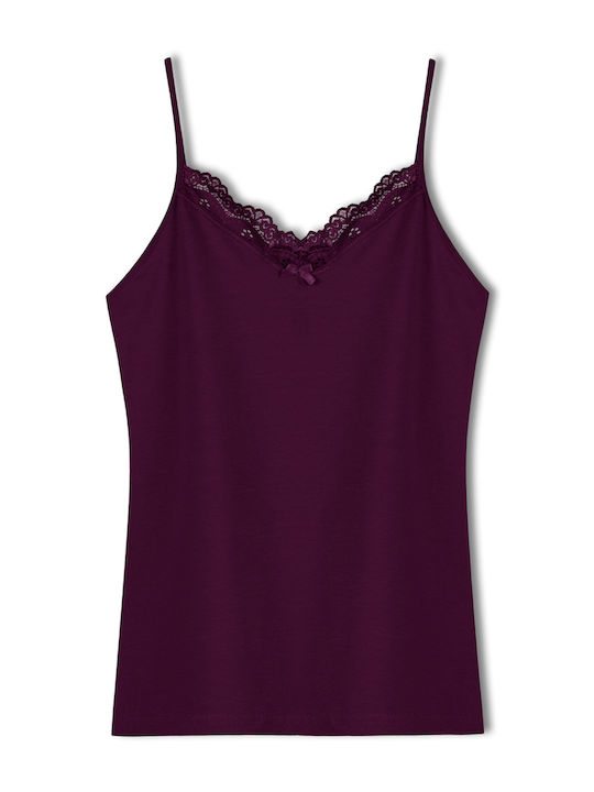 Cotton Purple Women's Tank Top with Spaghetti Strap Cotton Purple Women's Tank Top with Spaghetti Strap