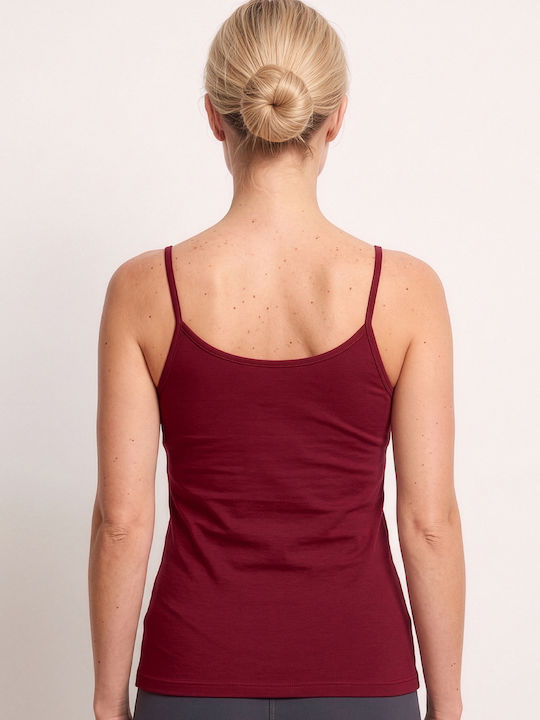 Sleeveless Cotton Burgundy Women's T-Shirt