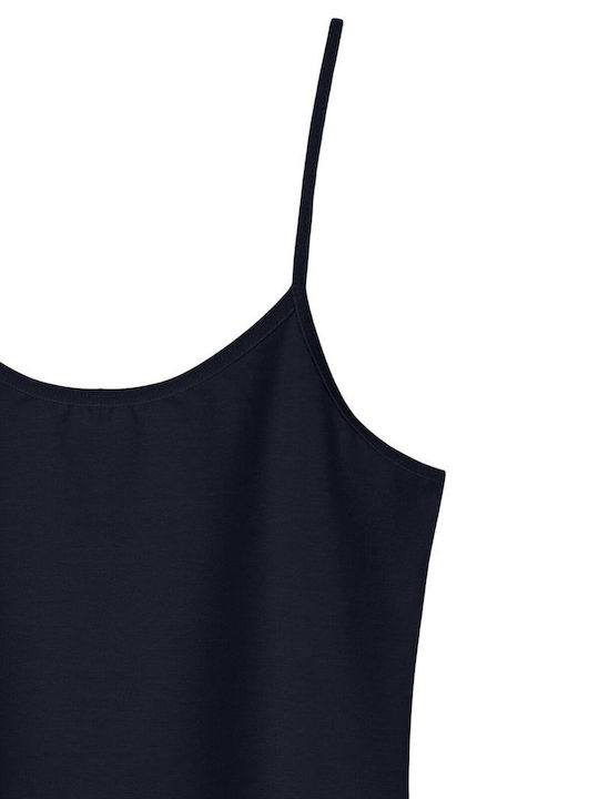 Sleeveless Cotton Navy Blue Women's T-Shirt