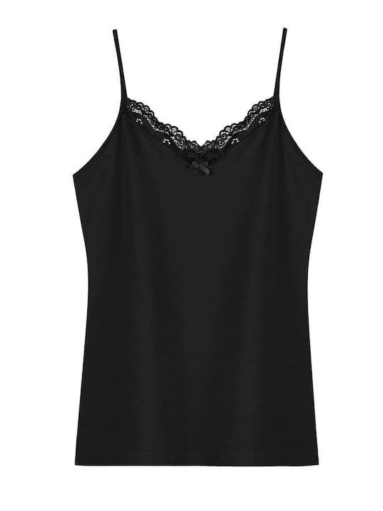 Sleeveless Cotton Black Women's Undershirt