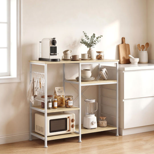 HomCom Ραφιέρα Κουζίνας Ξύλινη Λευκή 83.5x39x90cm