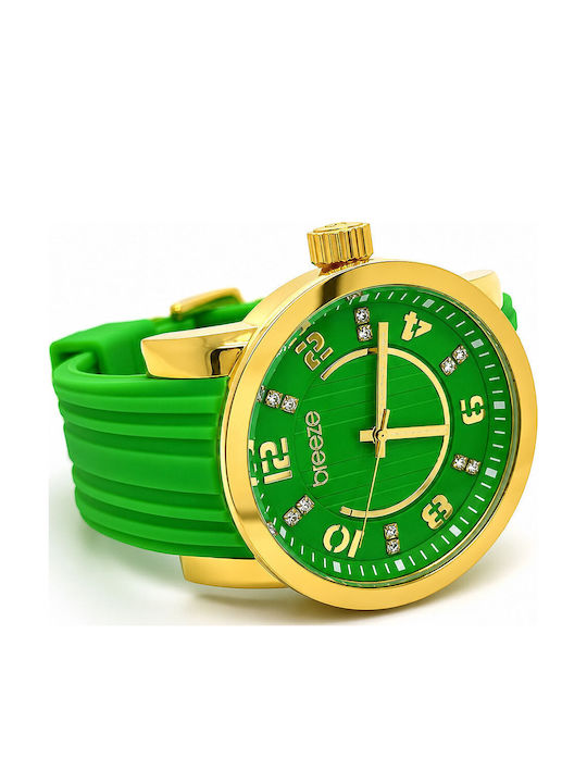 Breeze Damen Uhr mit Grün Kautschukarmband