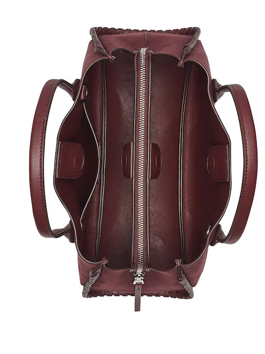 Women's Satchel Bag Suede Burgundy