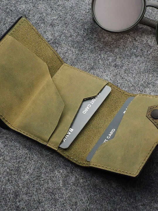 Hiker Кожено мъжко портмоне с RFID Зелен