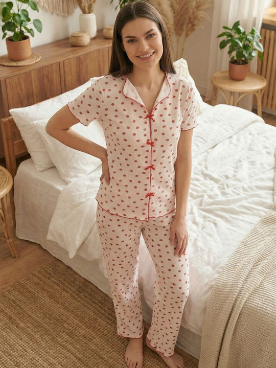Set De Pijamale Dama De Vară Cu Fundițe