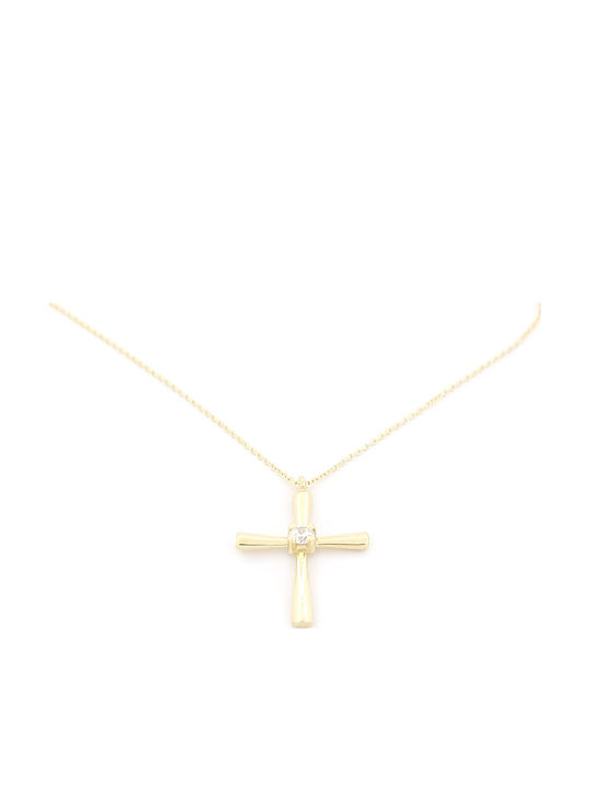 Anagnostakis Damentlicher Gold Kreuz 9K mit Kette