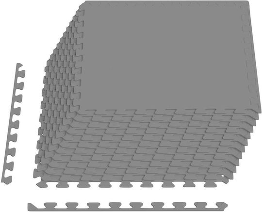 vidaXL Δάπεδα Παζλ Γυμναστηρίου Γκρι 60x60cm 12τμχ