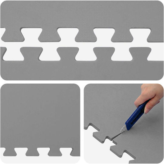 vidaXL Δάπεδα Παζλ Γυμναστηρίου Γκρι 60x60cm 12τμχ
