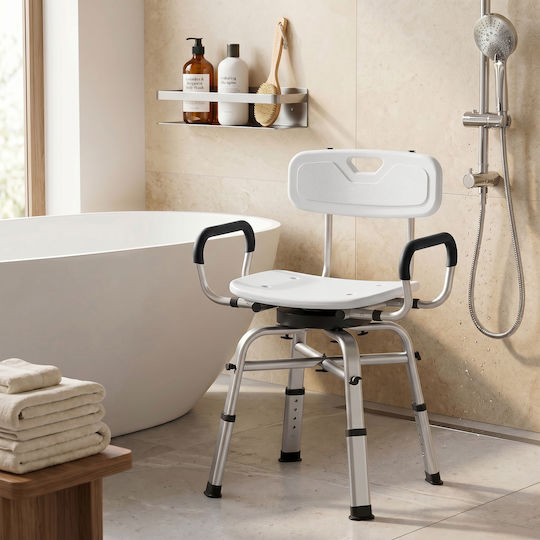 HomCom Toilettenstuhl mit Rückenlehne 712-077V00WT