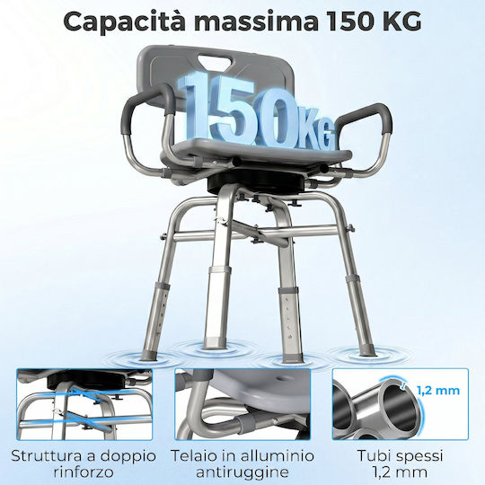 HomCom Καρέκλα Τουαλέτας με Πλάτη 712-077V00GY