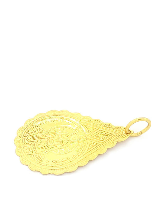 Kinder Amulett Kinderschutzschild Beidseitig mit Jesus Christus aus 14K Gold 109692