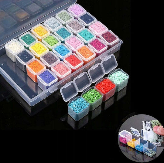 Set Mozaic cu Diamante Zola 20 Piese Organizatoare Accesorii Etichete Cutie 28 Compartimente