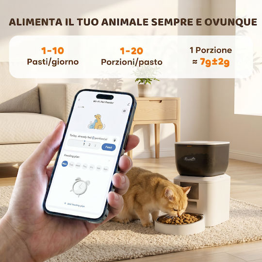 Pawhut Αυτόματο Ανοξείδωτο Μπολ Φαγητού για Σκύλο & Γάτα 2 x 4lt 17εκ.