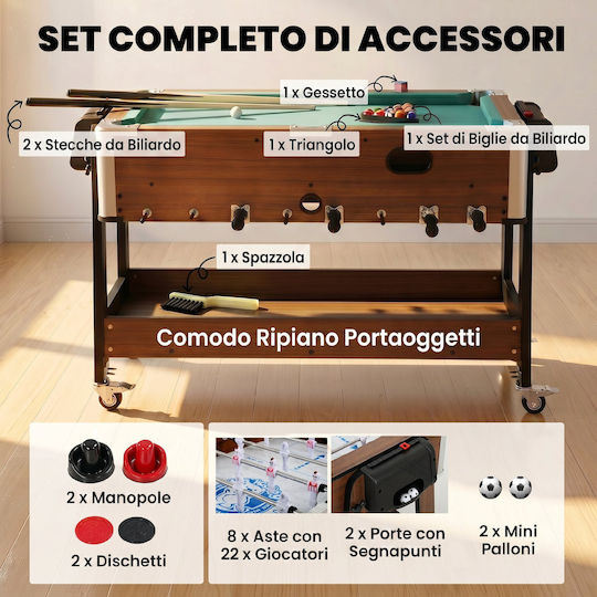 Sportnow Επιδαπέδιο Air Hockey Πολλαπλών Παιχνιδιών Ξύλινο