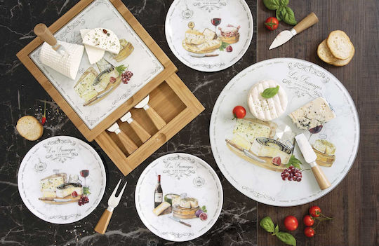 Easylife Les Fromages Piata De Servire Din Sticlă Multicolor 32x32cm