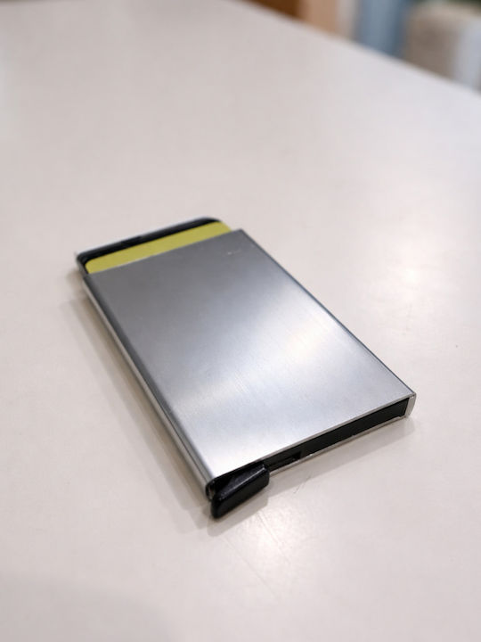Ανδρικό Πορτοφόλι Καρτών με RFID Ασημί